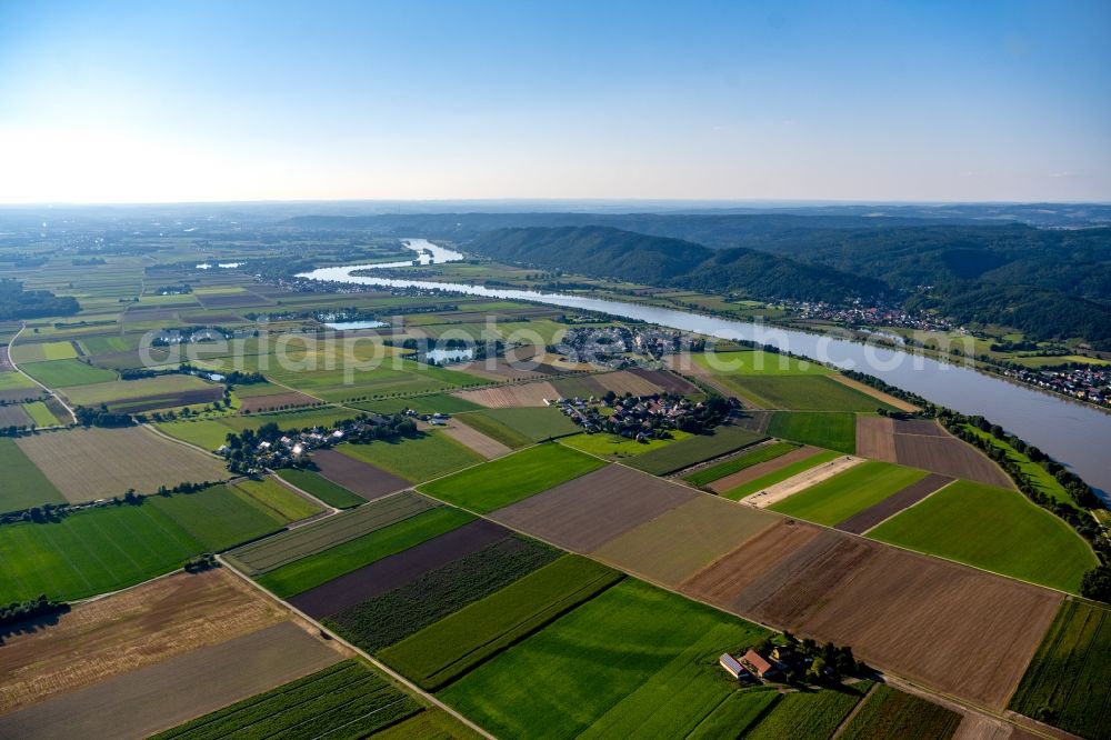 Barbing from above - Riparian zones on the course of the river of the river Danube in Barbing in the state Bavaria, Germany