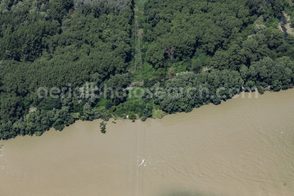 Aerial image Haslau an der Donau - Riparian zones on the course of the river Danube at Haslau an der Donau in Lower Austria, Austria