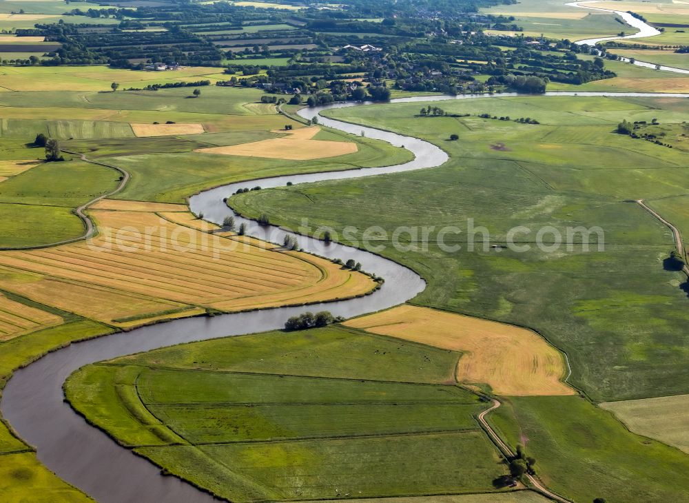 Aerial image Hamdorf - Riparian zones on the course of the river of Eider in Hamdorf in the state Schleswig-Holstein, Germany