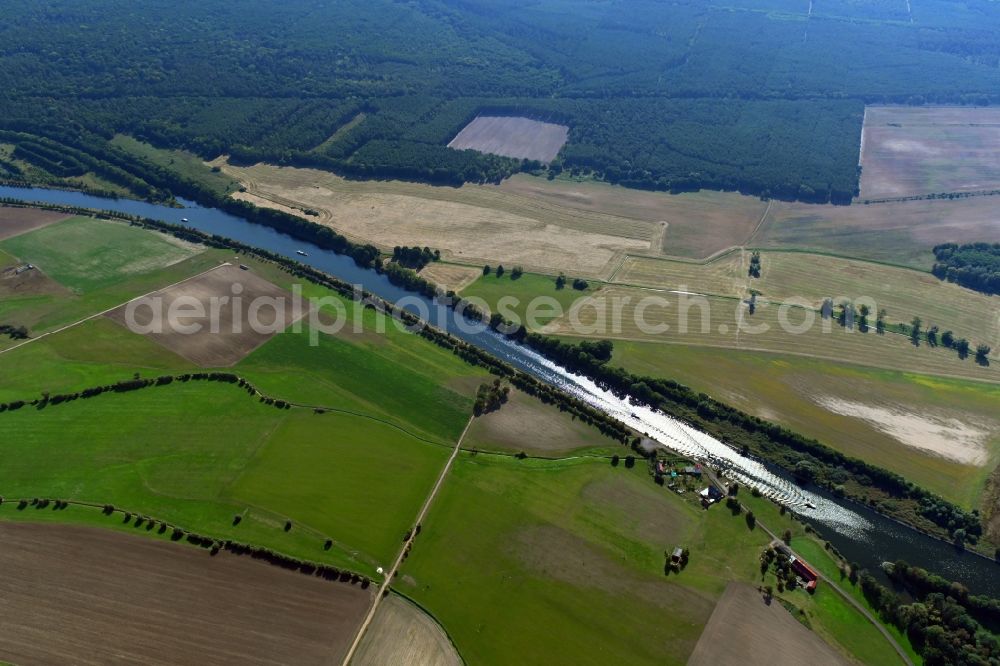 Aerial image Ihleburg - Riparian zones on the course of the river Elbe-Havel-Kanal in Ihleburg in the state Saxony-Anhalt, Germany