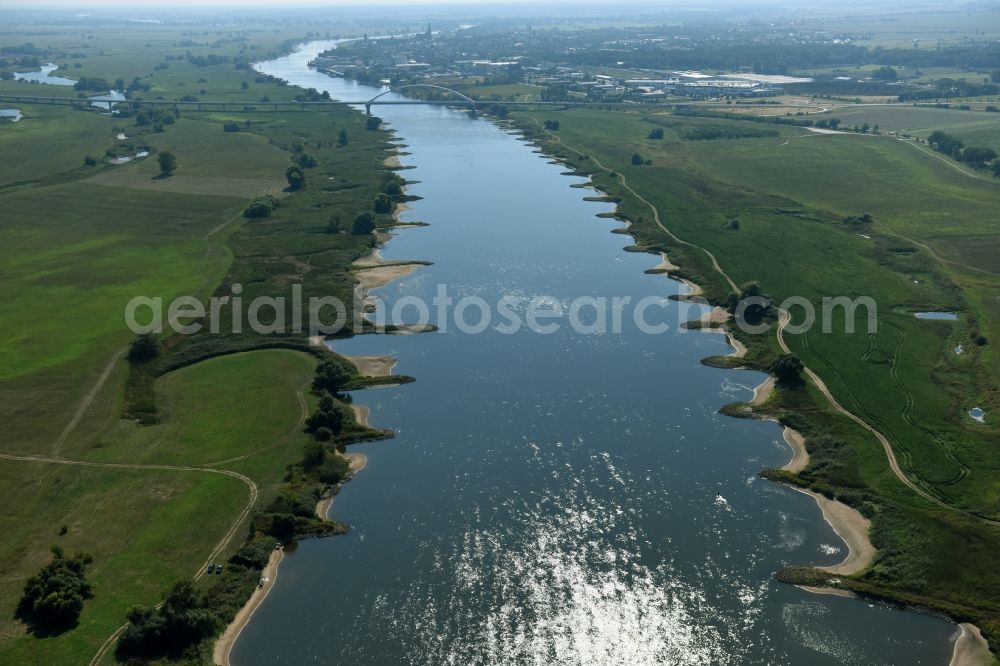 Hämerten from above - Riparian zones on the course of the river Elbe in Haemerten in the state Saxony-Anhalt