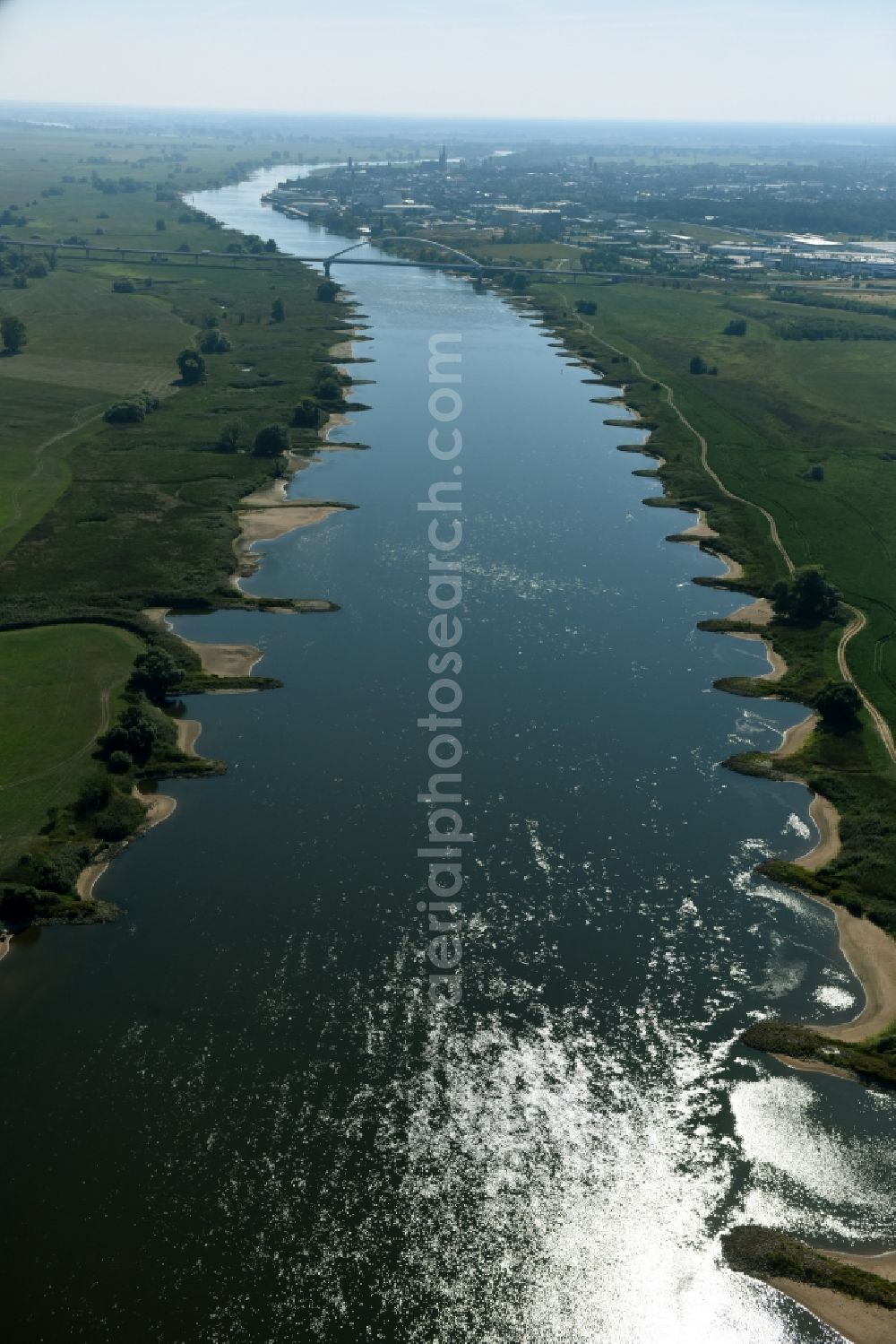 Hämerten from the bird's eye view: Riparian zones on the course of the river Elbe in Haemerten in the state Saxony-Anhalt