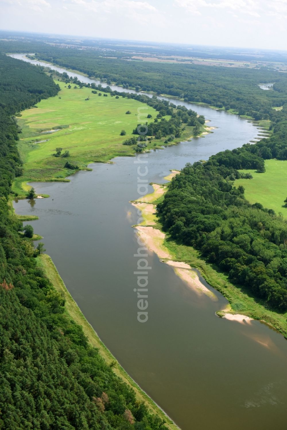 Aerial photograph Hohenlepte - Riparian zones on the course of the river of the River Elbe in Hohenlepte in the state Saxony-Anhalt, Germany