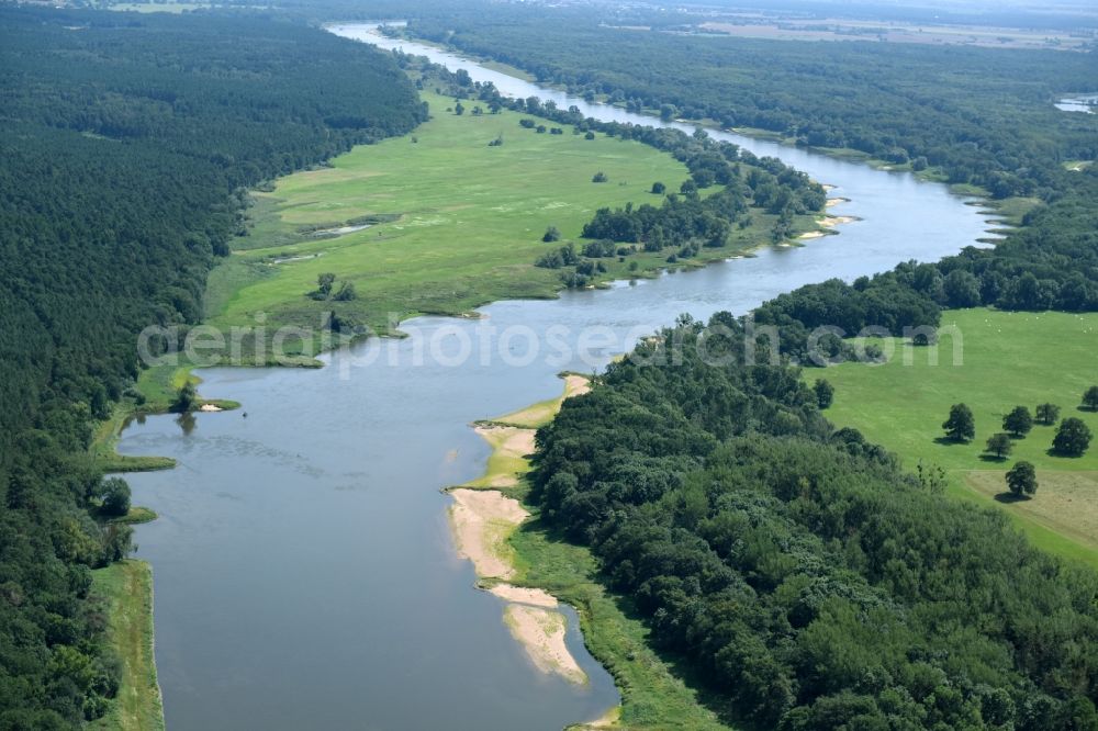 Aerial image Hohenlepte - Riparian zones on the course of the river of the River Elbe in Hohenlepte in the state Saxony-Anhalt, Germany