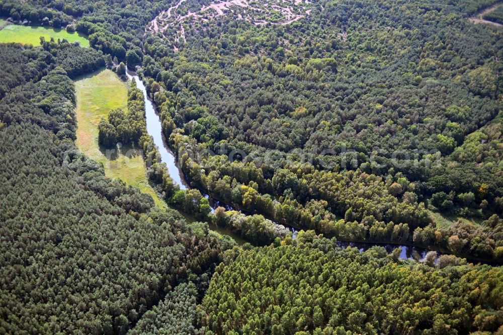 Aerial photograph Damm - Riparian zones on the course of the river of Elde in Damm in the state Mecklenburg - Western Pomerania, Germany