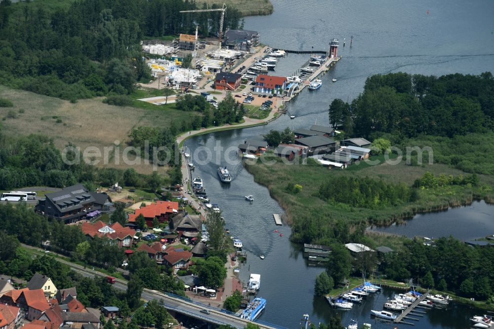 Plau am See from above - Riparian zones on the course of the river Elde in Plau am See in the state Mecklenburg - Western Pomerania