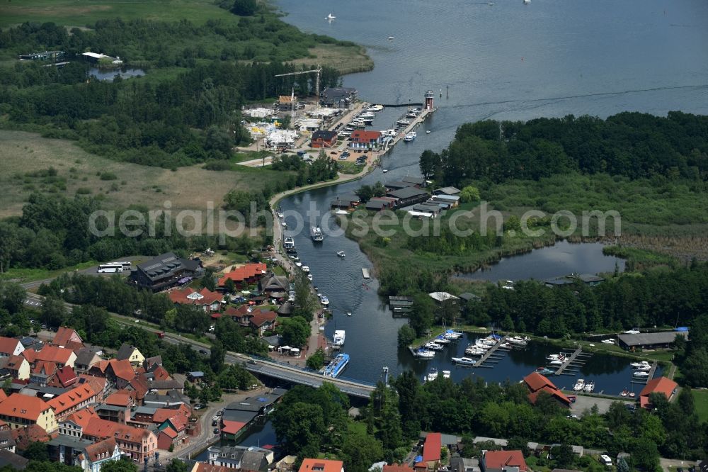 Plau am See from the bird's eye view: Riparian zones on the course of the river Elde in Plau am See in the state Mecklenburg - Western Pomerania