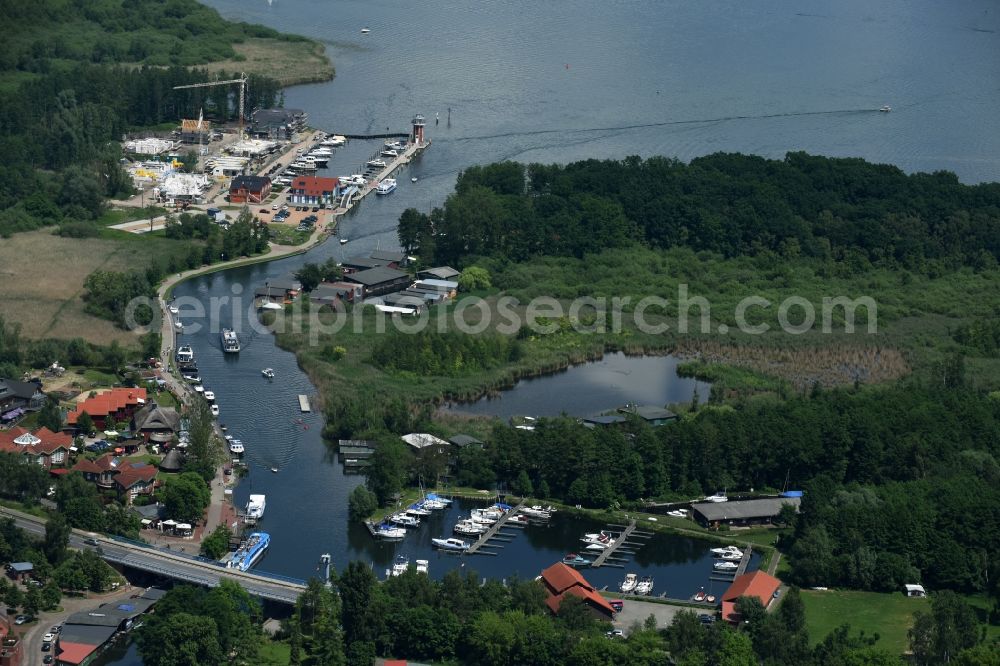 Aerial image Plau am See - Riparian zones on the course of the river Elde in Plau am See in the state Mecklenburg - Western Pomerania