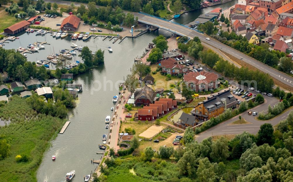 Plau am See from the bird's eye view: Riparian zones on the course of the river Elde in Plau am See in the state Mecklenburg - Western Pomerania