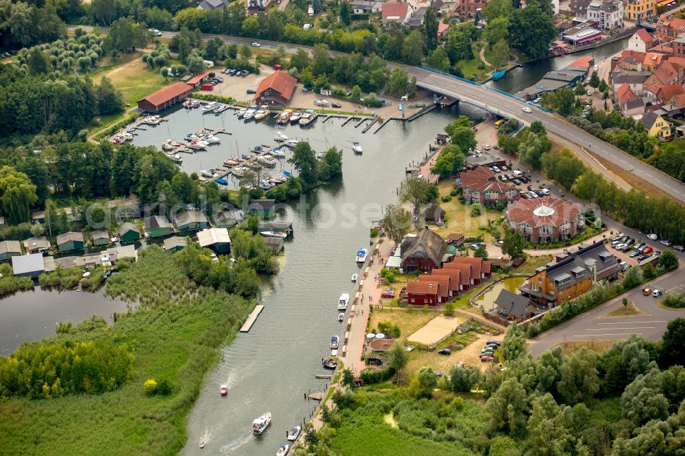 Aerial image Plau am See - Riparian zones on the course of the river Elde in Plau am See in the state Mecklenburg - Western Pomerania