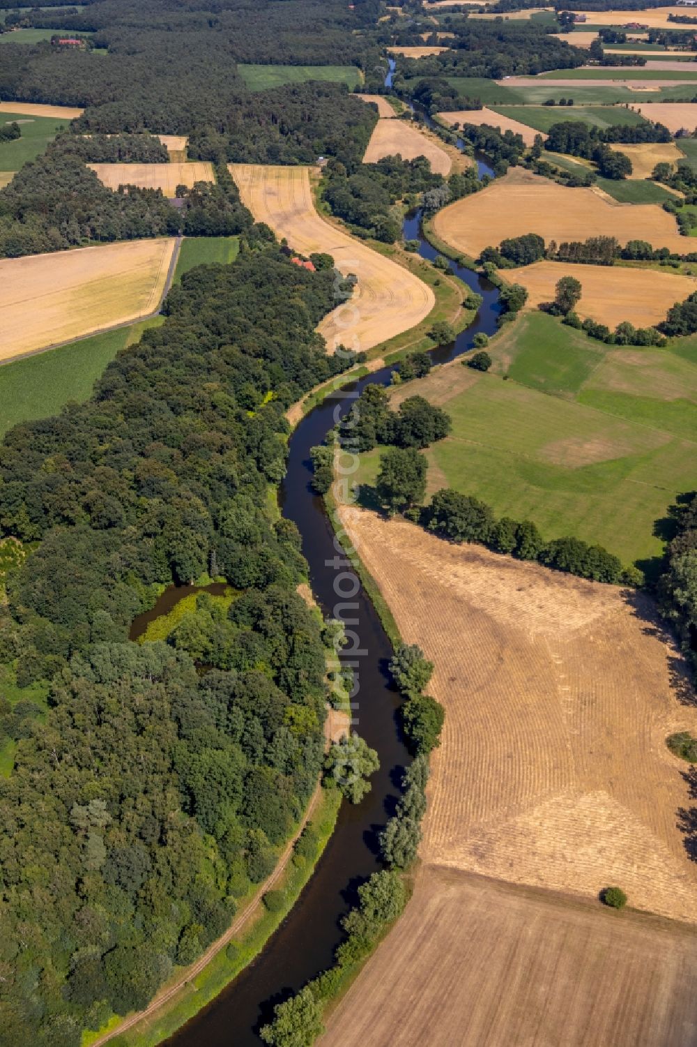 Aerial photograph Telgte - Riparian zones on the course of the river of Ems in Telgte in the state North Rhine-Westphalia, Germany