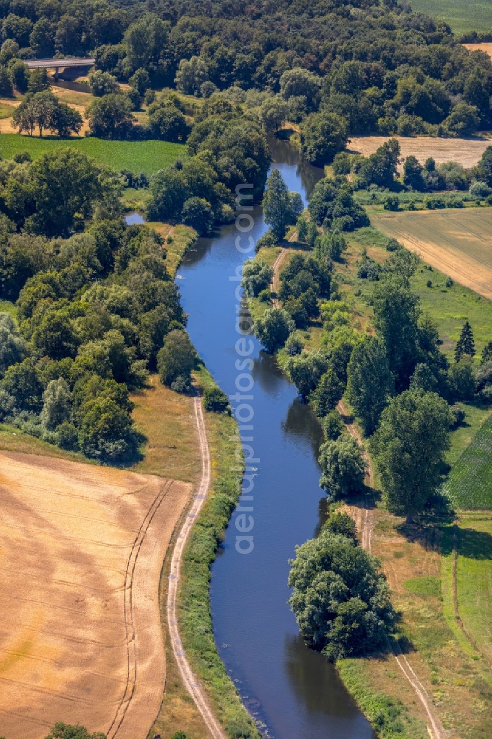 Aerial photograph Telgte - Riparian zones on the course of the river of Ems in Telgte in the state North Rhine-Westphalia, Germany