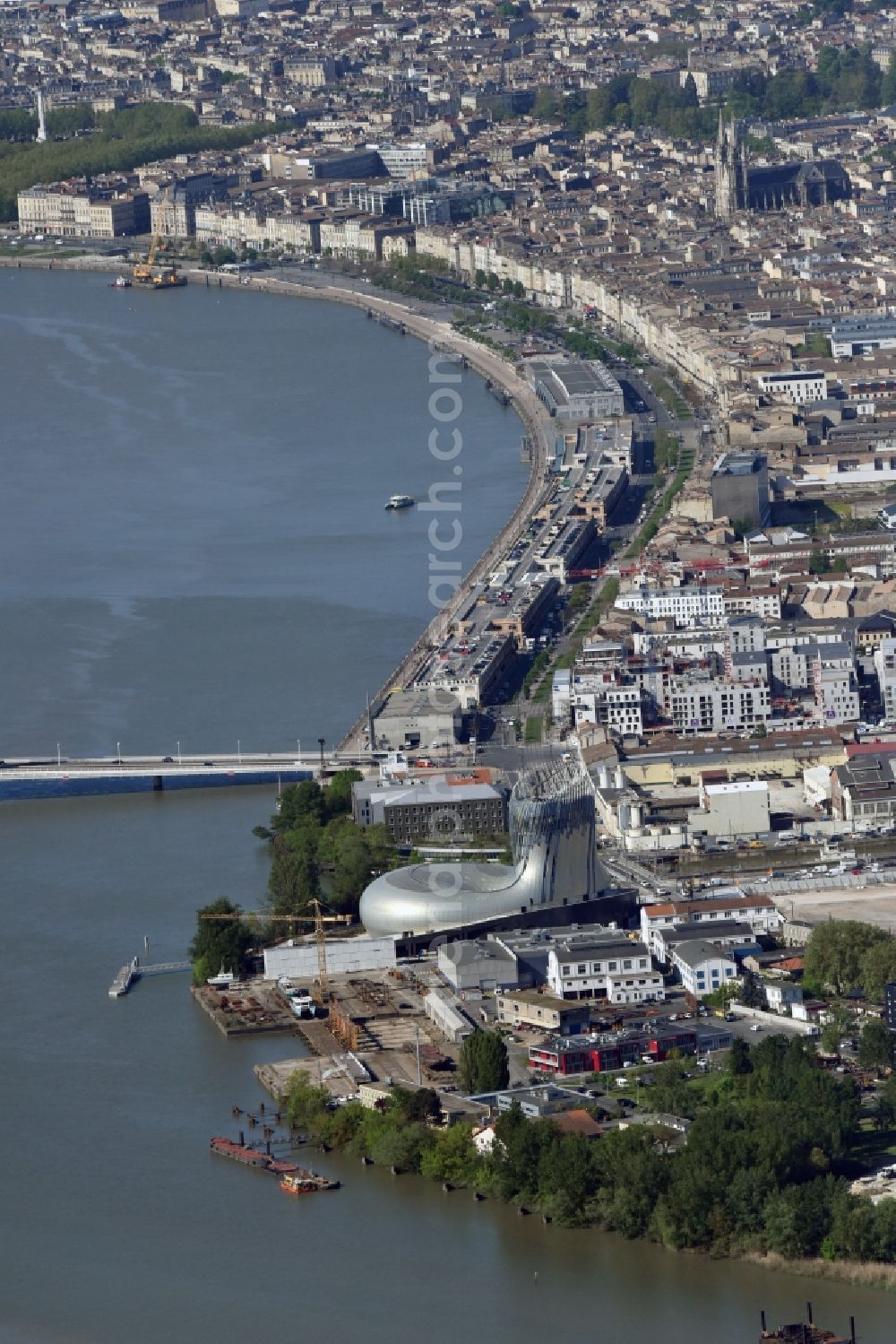 Aerial Image Bordeaux Riparian Zones On The Course Of The River Aloung The Boulevards Quai Des