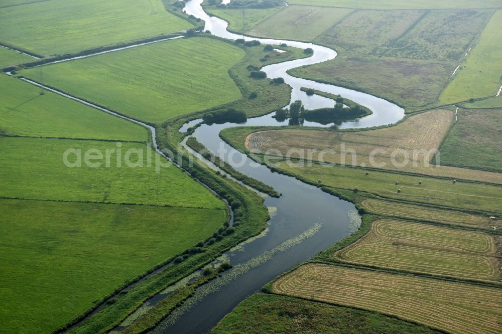 Aerial image Großefehn - Riparian zones on the course of the river Fehntjer Tief in Grossefehn in the state Lower Saxony