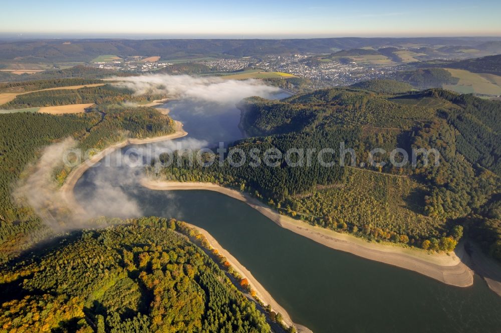 Aerial image Meschede - Riparian zones on the course of the river Henne in Meschede in the state North Rhine-Westphalia