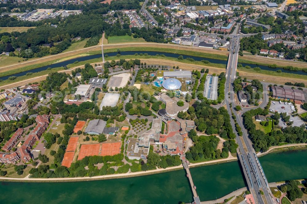 Aerial image Dorsten - Riparian zones on the course of the river of Lippe in Dorsten in the state North Rhine-Westphalia, Germany