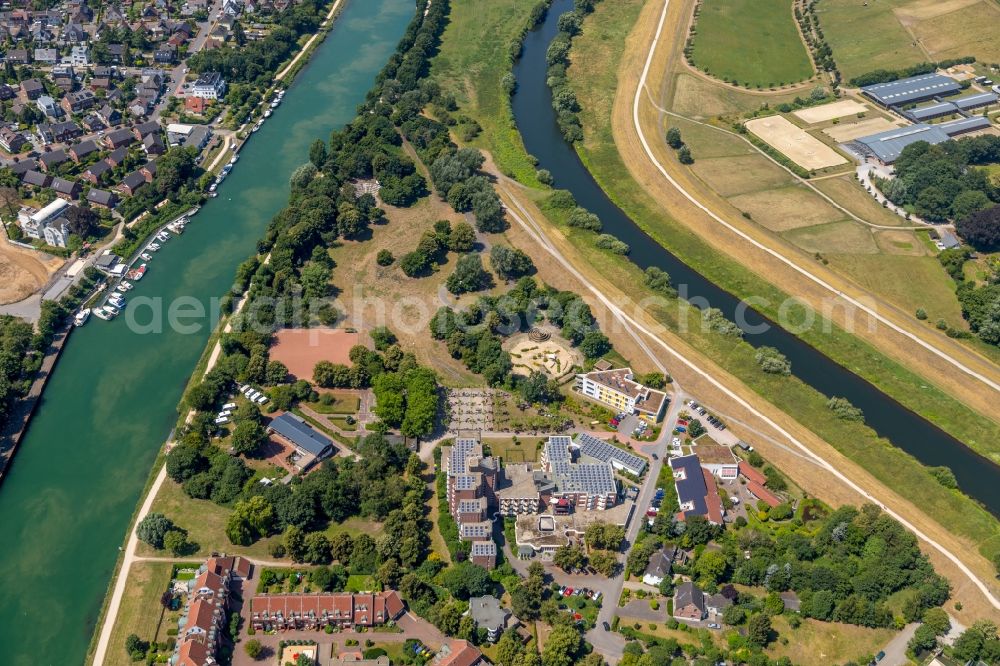 Aerial photograph Dorsten - Riparian zones on the course of the river of Lippe in Dorsten in the state North Rhine-Westphalia, Germany