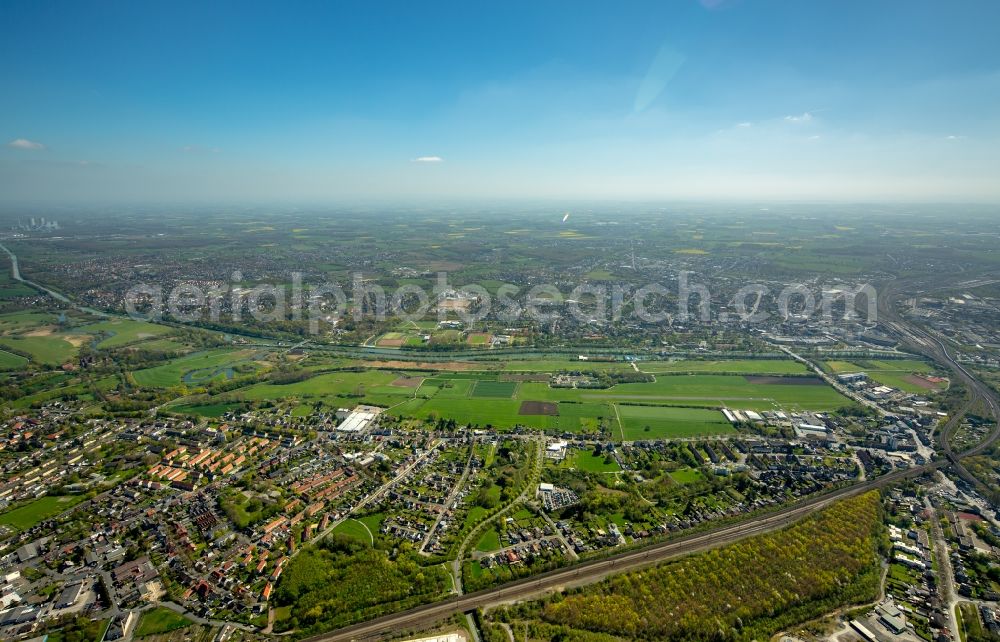 Hamm from above - Riparian zones on the course of the river in Hamm in the state North Rhine-Westphalia