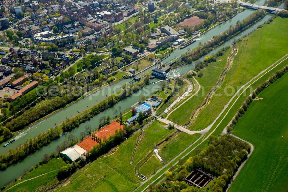 Hamm from the bird's eye view: Riparian zones on the course of the river in Hamm in the state North Rhine-Westphalia