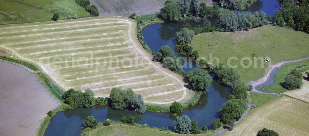 Aerial image Lünen - Uferbereiche am Flussverlauf the lip along the Lippeaue in Luenen im Bundesland Nordrhein-Westfalen