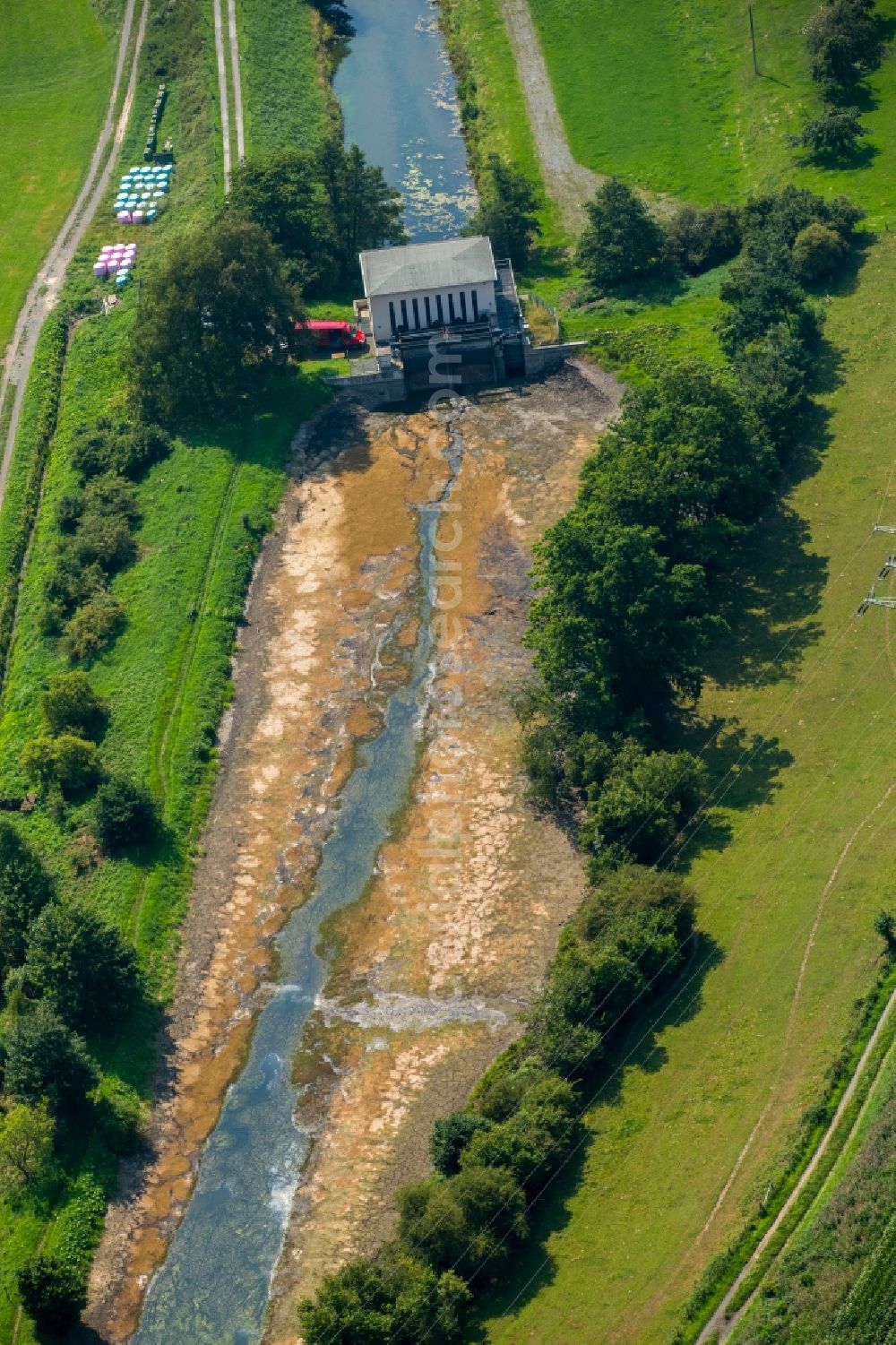 Aerial image Meschede - Riparian zones on the course of the river Luchtmuecke in Meschede in the Sauerland in the state North Rhine-Westphalia