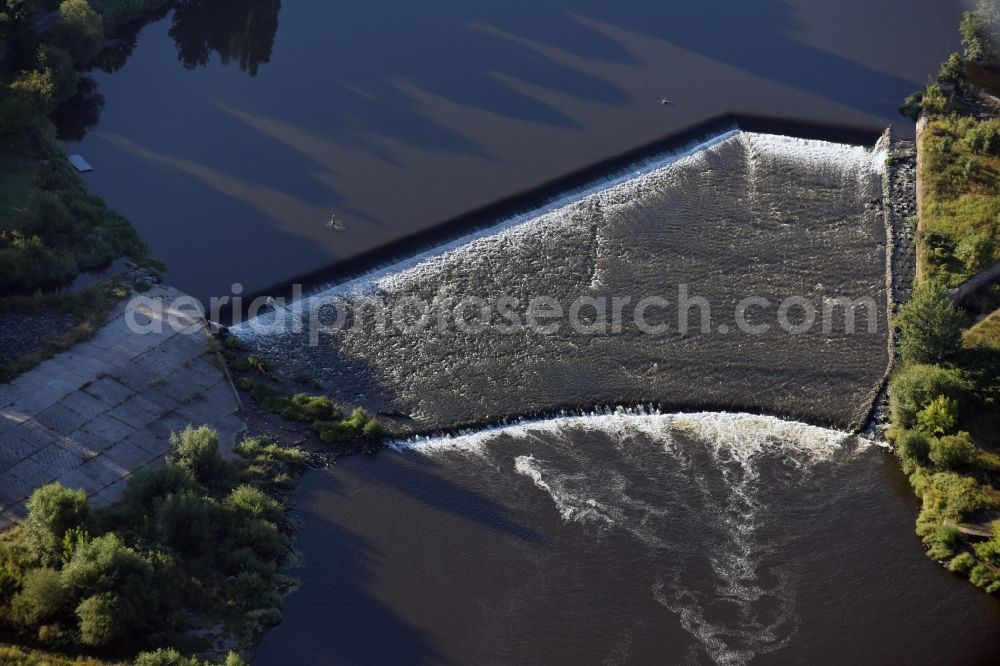 Aerial image Dehnitz - Riparian zones on the course of the river der Mulde in Dehnitz in the state Saxony