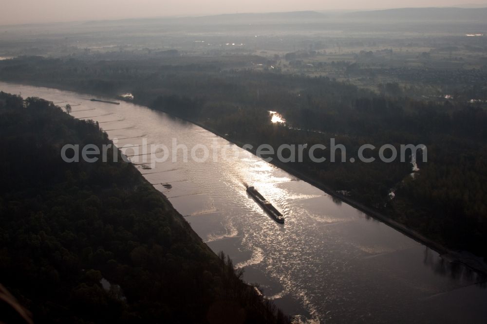 Aerial image Lauterbourg - Riparian zones on the course of the river Rhine in Lauterbourg in Grand Est, France