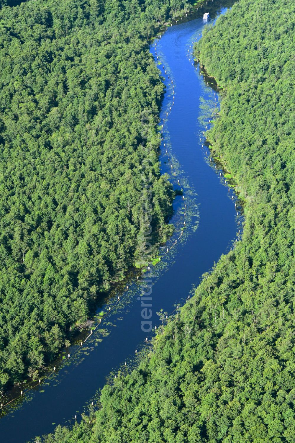 Aerial image Fristow - Riparian zones on the course of the river of Rhin in Fristow in the state Brandenburg, Germany