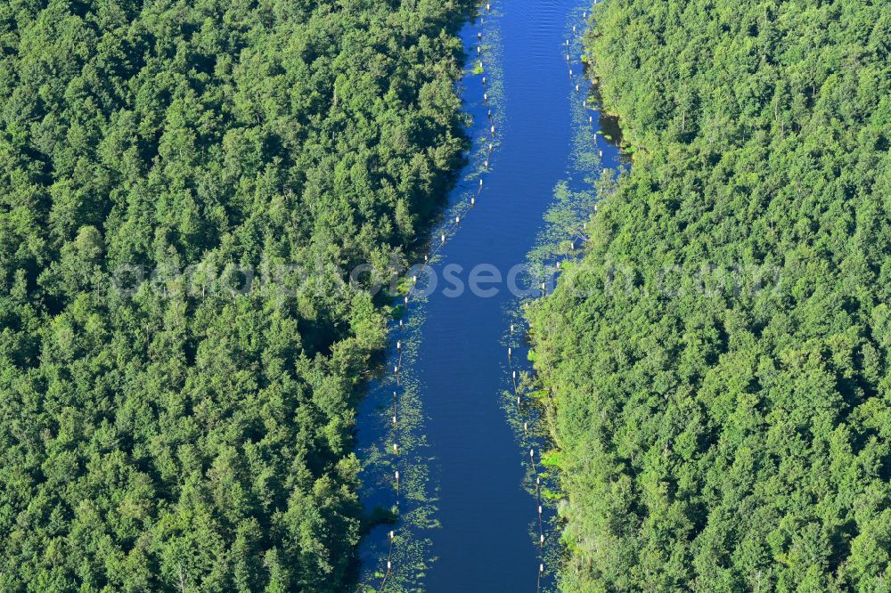 Aerial photograph Fristow - Riparian zones on the course of the river of Rhin in Fristow in the state Brandenburg, Germany