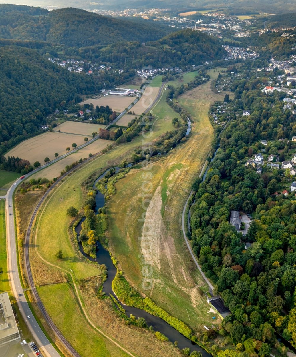 Arnsberg from above - Riparian zones on the course of the river the Ruhr in Arnsberg in the state North Rhine-Westphalia, Germany