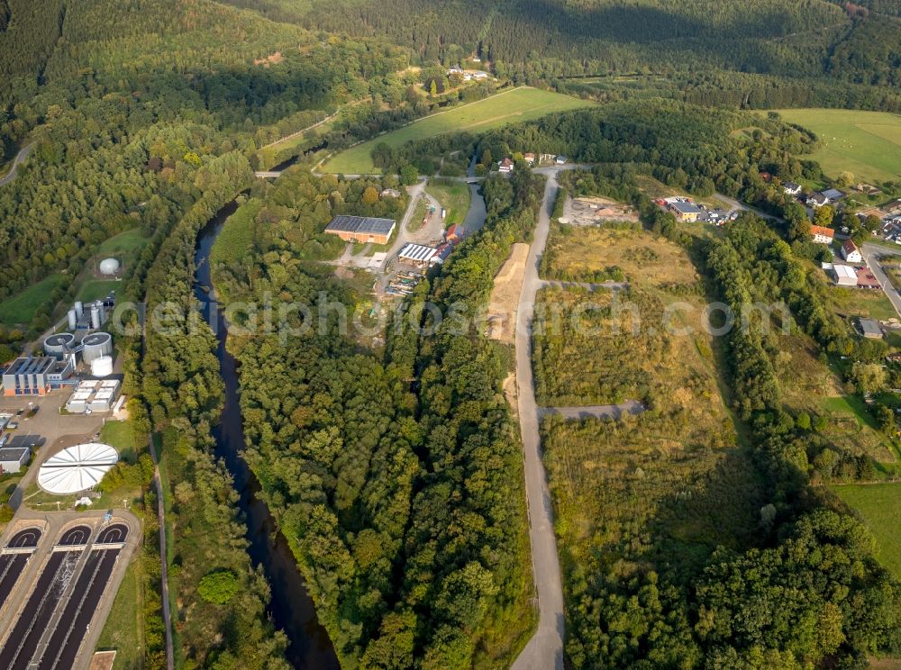 Arnsberg from above - Riparian zones on the course of the river the Ruhr in Arnsberg in the state North Rhine-Westphalia, Germany