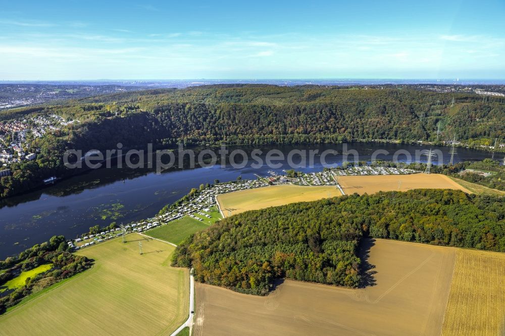 Aerial photograph Hagen - Riparian zones on the course of the river the Ruhr in Hagen in the state North Rhine-Westphalia, Germany