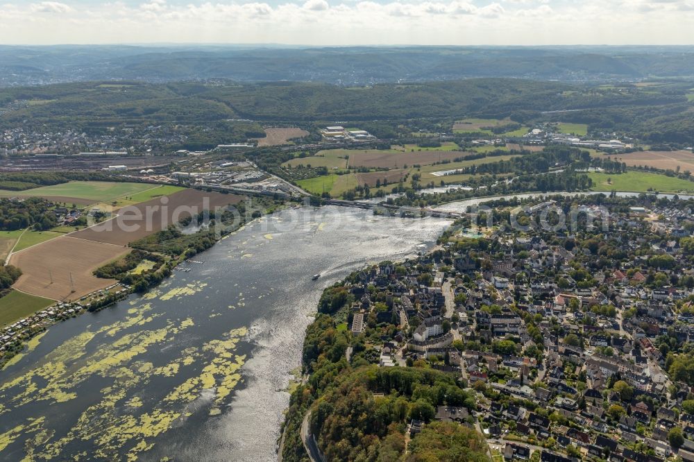 Aerial image Wetter (Ruhr) - Riparian zones on the course of the river the Ruhr in Wetter (Ruhr) in the state North Rhine-Westphalia, Germany