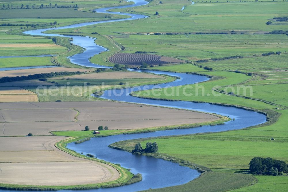 Seeth from above - Riparian zones on the course of the river der Treene in Seeth in the state Schleswig-Holstein