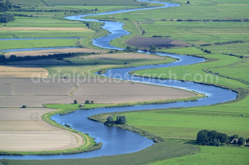 Seeth from the bird's eye view: Riparian zones on the course of the river der Treene in Seeth in the state Schleswig-Holstein