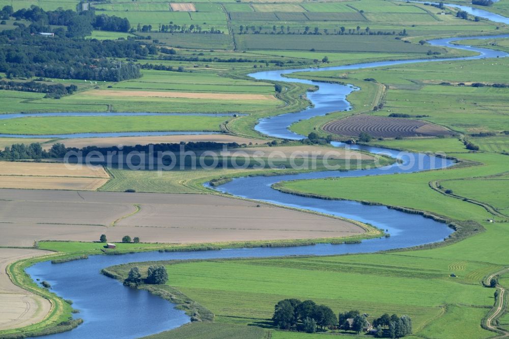 Seeth from above - Riparian zones on the course of the river der Treene in Seeth in the state Schleswig-Holstein