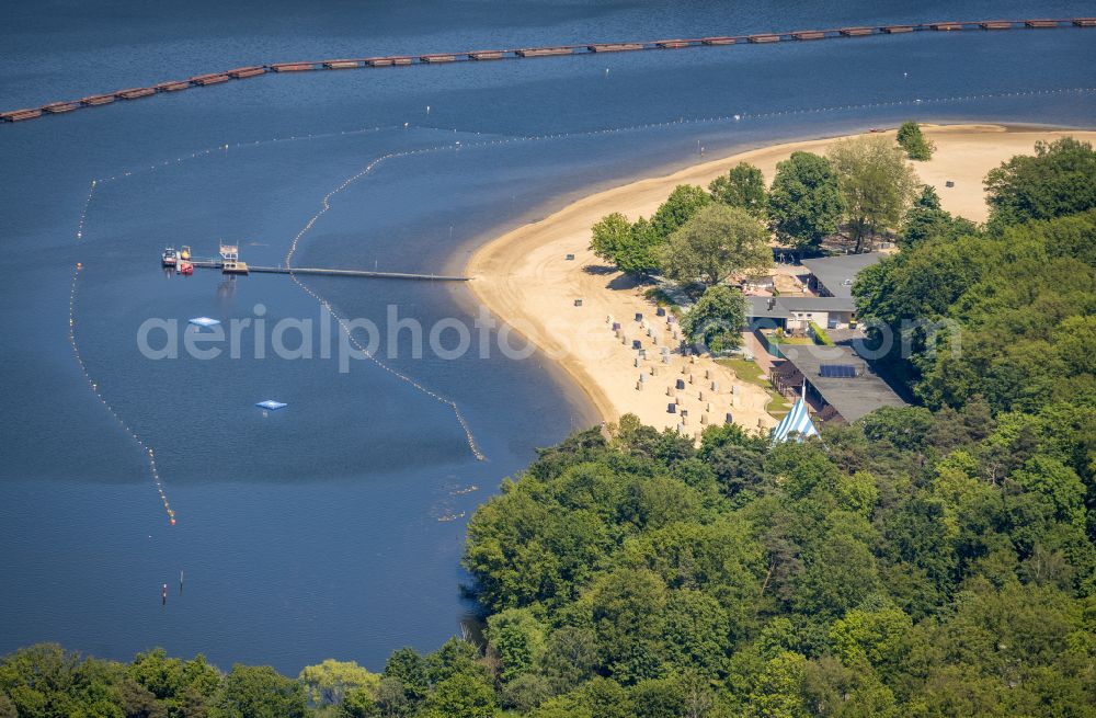 Aerial image Haltern am See - Beach areas on the on Halterner Stausee in Haltern am See at Ruhrgebiet in the state North Rhine-Westphalia, Germany