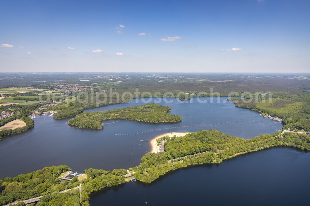 Haltern am See from above - Beach areas on the on Halterner Stausee in Haltern am See at Ruhrgebiet in the state North Rhine-Westphalia, Germany