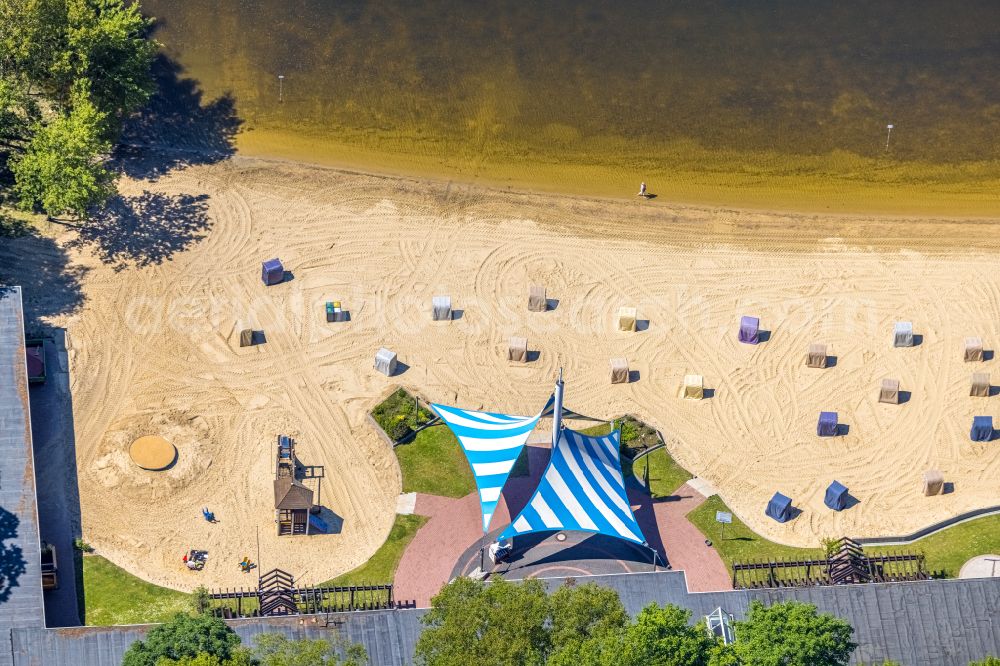 Aerial image Haltern am See - Beach areas on the on Halterner Stausee in Haltern am See at Ruhrgebiet in the state North Rhine-Westphalia, Germany