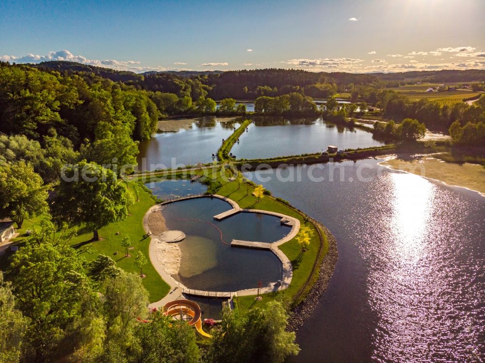 Aerial photograph Kirchberg an der Raab - Beach areas on the Seerosenbad in Kirchberg an der Raab in Steiermark, Austria