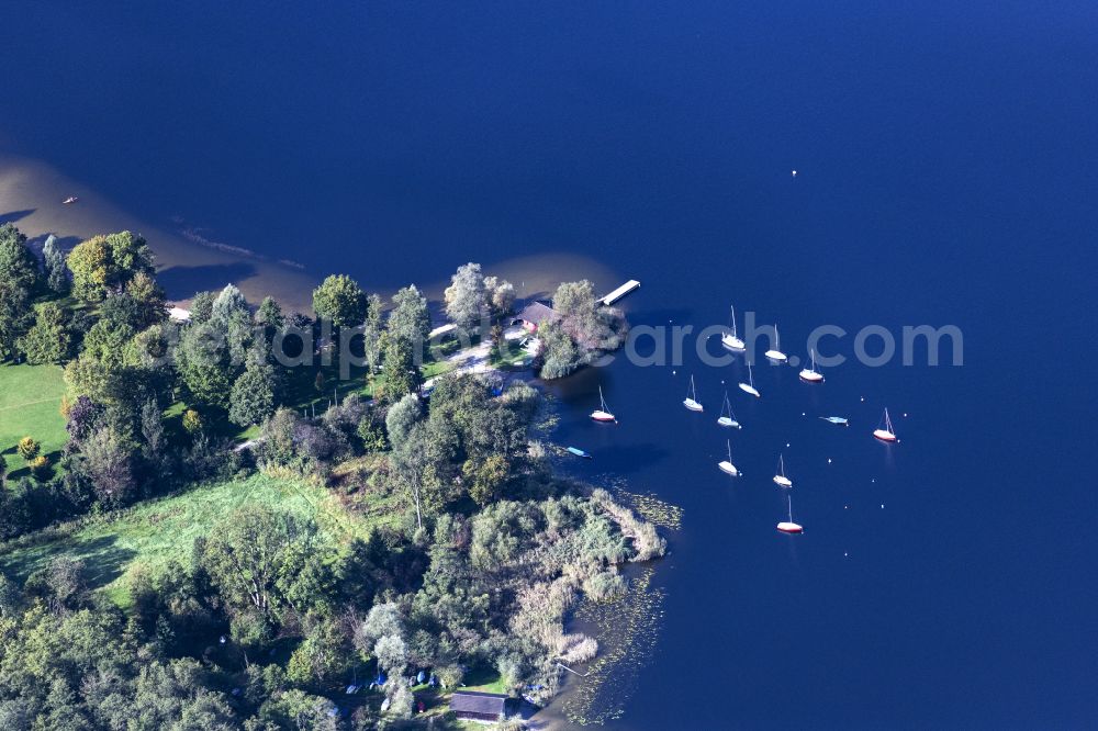 Aerial image Riedering - Beach areas on the Strandbad Pietzing in Riedering in the state Bavaria, Germany