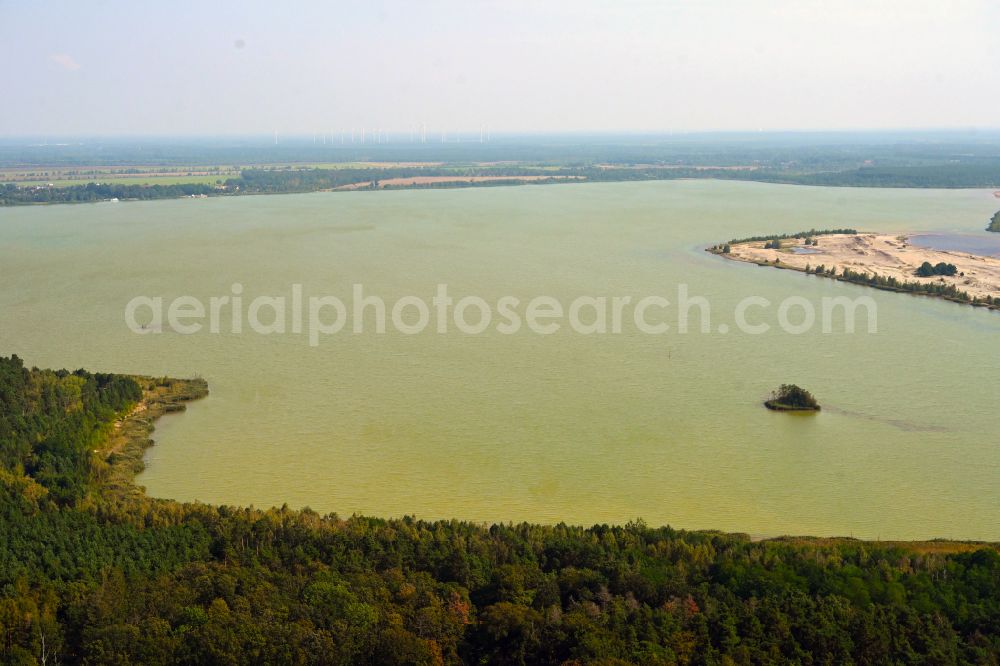 Aerial photograph Görlsdorf - Shore areas of flooded former lignite opencast mine and renaturation lake Schlabendorfer See in Goerlsdorf in the state Brandenburg