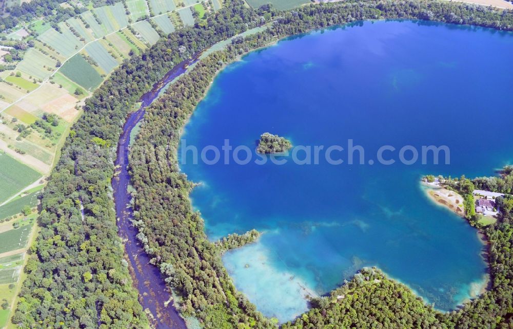 Aerial photograph Eggenstein-Leopoldshafen - Riparian areas on the lake area of Kiesgrube Eggenstein-Leopoldshafen in Eggenstein-Leopoldshafen in the state Baden-Wuerttemberg, Germany