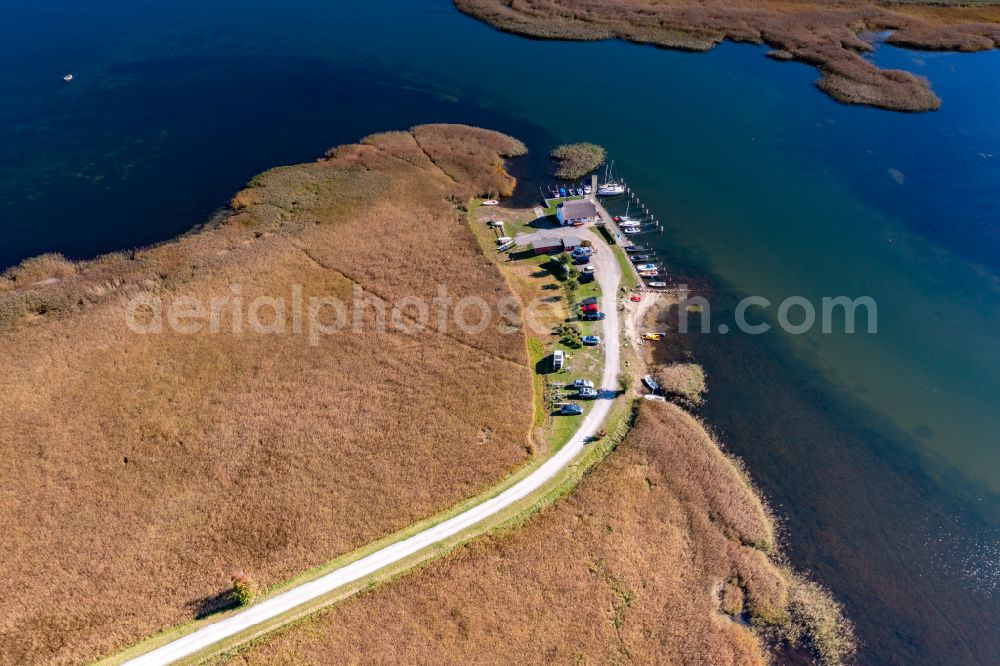 Aerial image Neuenkirchen - Bodden - shore areas of coastal waters Lebbiner Bodden in Neuenkirchen in the state Mecklenburg - Western Pomerania, Germany