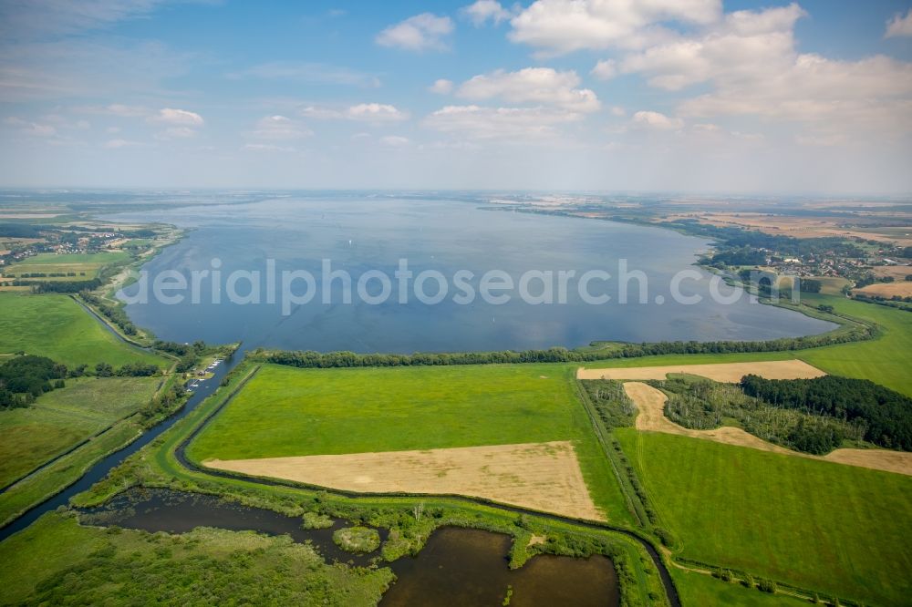 Kummerow from above - Riparian areas on the lake area of the lake Kummerower See in Kummerow in the state Mecklenburg - Western Pomerania