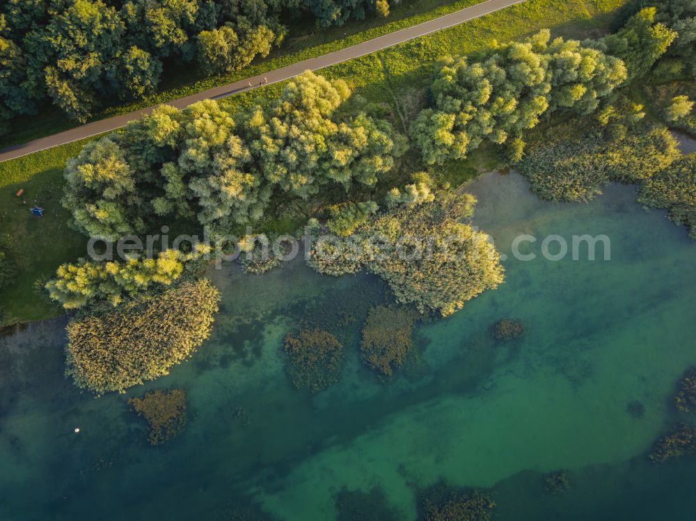 Görlitz from the bird's eye view: Shore areas of flooded former lignite opencast mine and renaturation lake Berzdorfer See in the district Weinhuebel in Goerlitz in the state Saxony, Germany