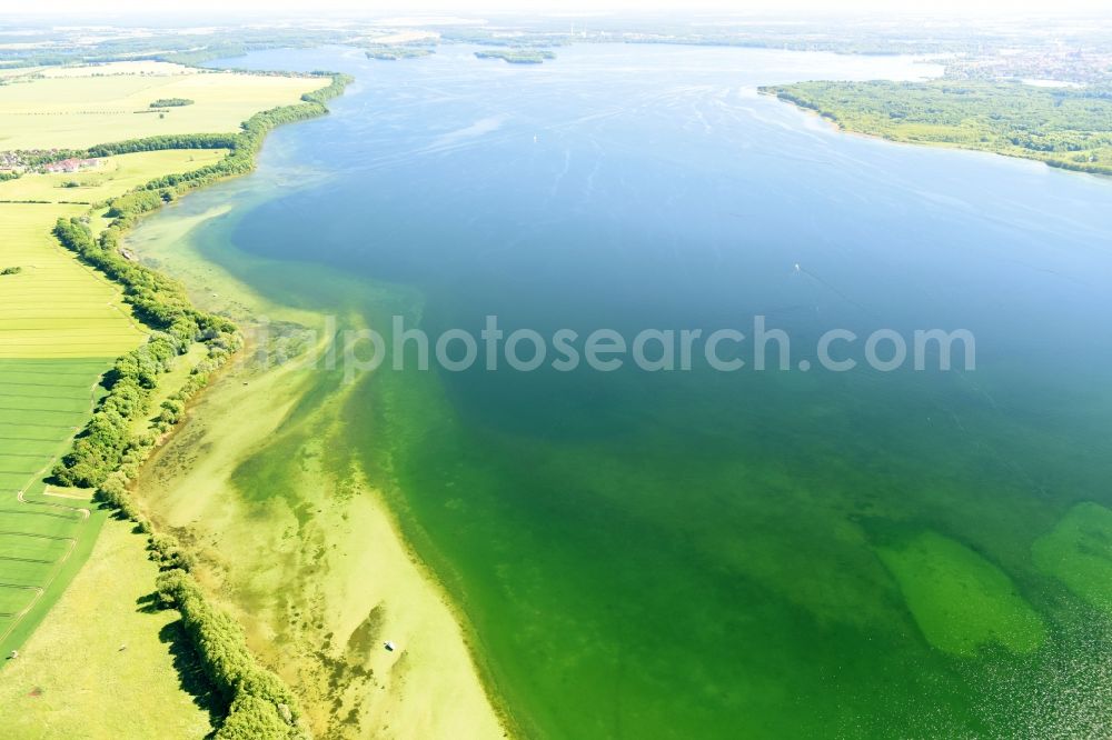 Rugensee from above - Riparian areas on the lake area of Rugen leke in Rugensee in the state Mecklenburg - Western Pomerania, Germany