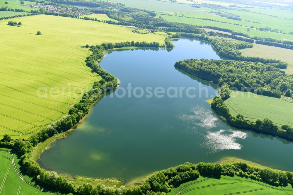 Aerial photograph Rugensee - Riparian areas on the lake area of Rugen leke in Rugensee in the state Mecklenburg - Western Pomerania, Germany