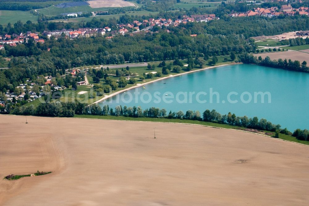 Lauterbourg from the bird's eye view: Sandy beach areas on the Aquapark Alsace in Lauterbourg in Grand Est, France