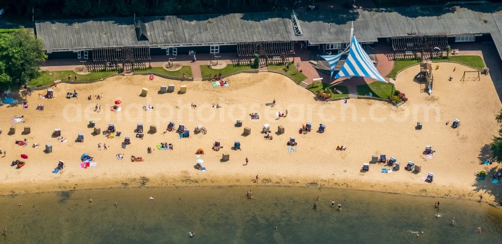 Haltern am See from above - Sandy beach areas on the Halterner Seeterrassen on Hullerner Strasse in Haltern am See in the state North Rhine-Westphalia, Germany